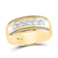 14kt Yellow Gold Round Diamond Single Row Textured Wedding Band Ring 1 Cttw