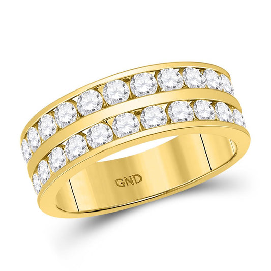 14k Yellow Gold Round Diamond Double Row Wedding Band Ring 2 Cttw