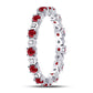 14kt White Gold Round Ruby Diamond Eternity Stackable Band Ring Cttw