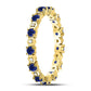 10kt Yellow Gold Round Blue Sapphire Diamond Eternity Band Ring 1 Cttw