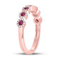 10k Rose Gold Round Ruby Halo Stackable Band Ring 1/2 Cttw