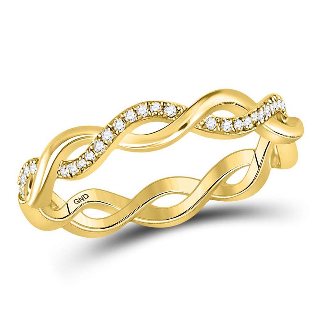 10k Yellow Gold Round Diamond Fashion Braided Band Ring 1/10 Cttw