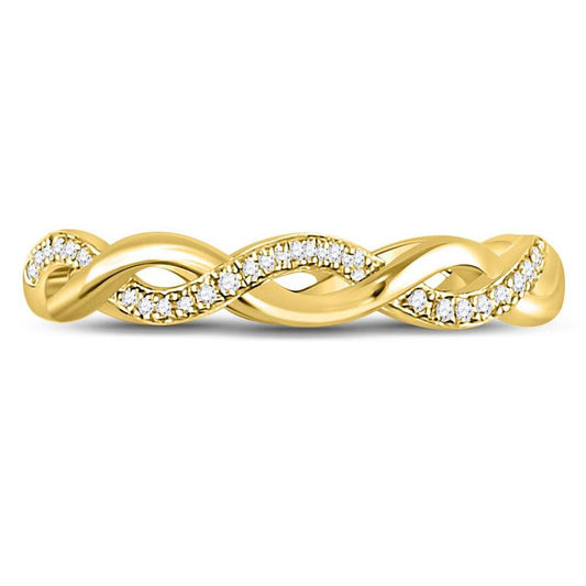 10k Yellow Gold Round Diamond Fashion Braided Band Ring 1/10 Cttw