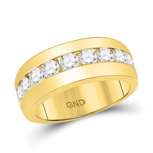 14k Yellow Gold Round Diamond Single Row Channel-set Band Ring 2 Cttw
