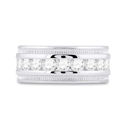 14k White Gold Round Diamond Wedding Band Ring 1-1/2 Cttw