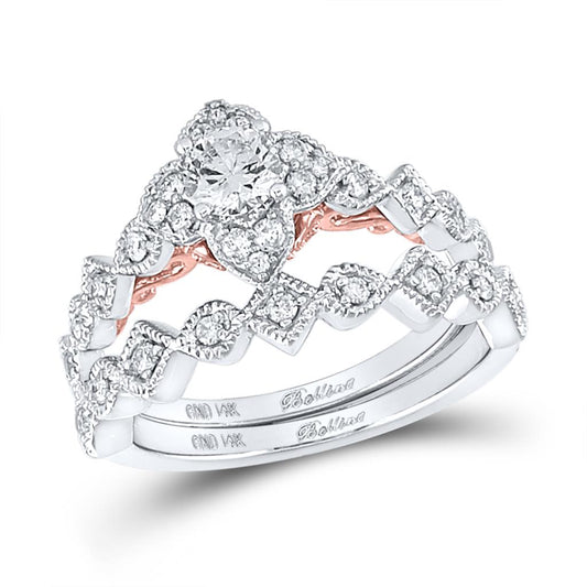 14k Two-tone Gold Round Diamond Bridal Wedding Ring Set 3/4 Cttw (Certified)