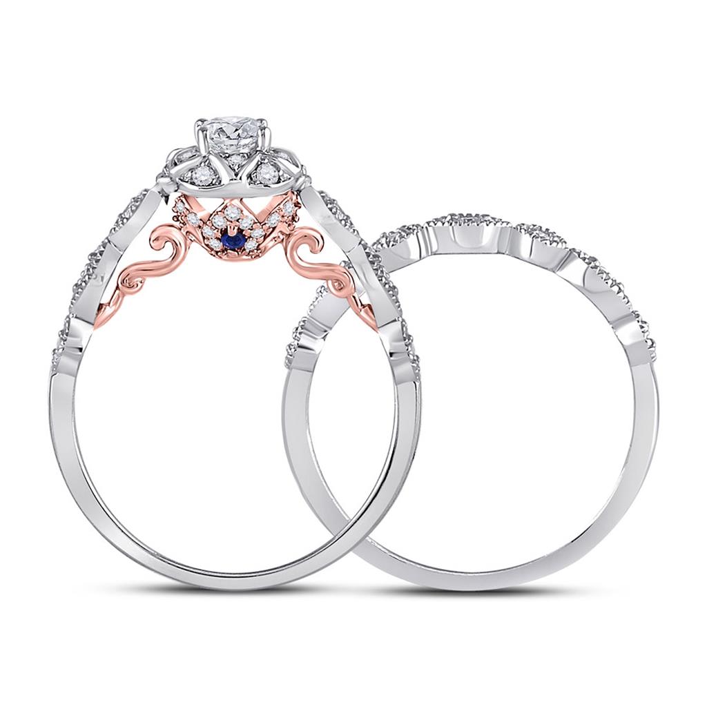14k Two-tone Gold Round Diamond Bridal Wedding Ring Set 3/4 Ctw (Certified)