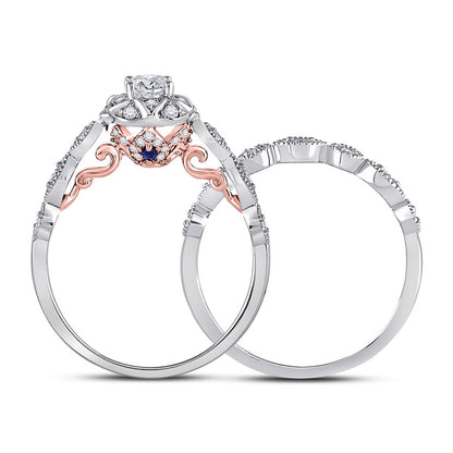 14k Two-tone Gold Round Diamond Bridal Wedding Ring Set 3/4 Ctw (Certified)