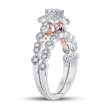 14k Two-tone Gold Round Diamond Bridal Wedding Ring Set 3/4 Ctw (Certified)