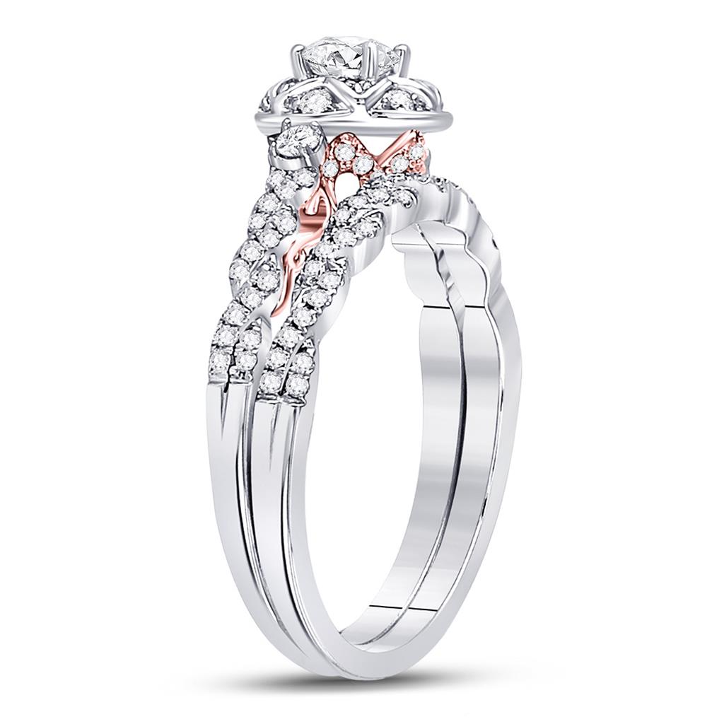 14k Two-tone Gold Round Diamond Bridal Wedding Ring Set 3/4 Ctw (Certified)