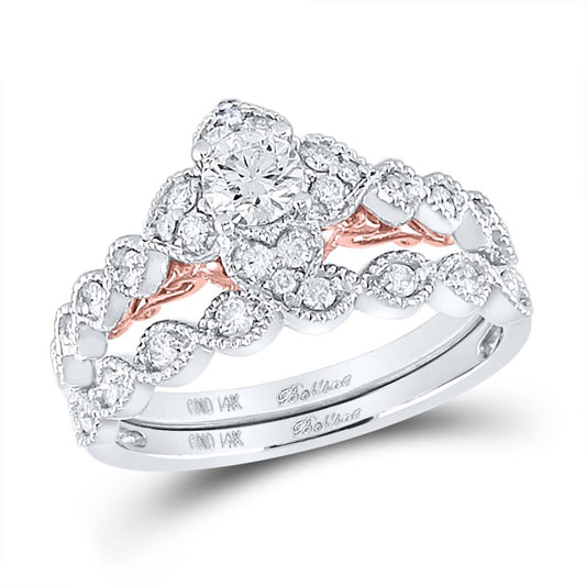 14k Two-tone Gold Round Diamond Bridal Wedding Ring Set 3/4 Cttw (Certified)