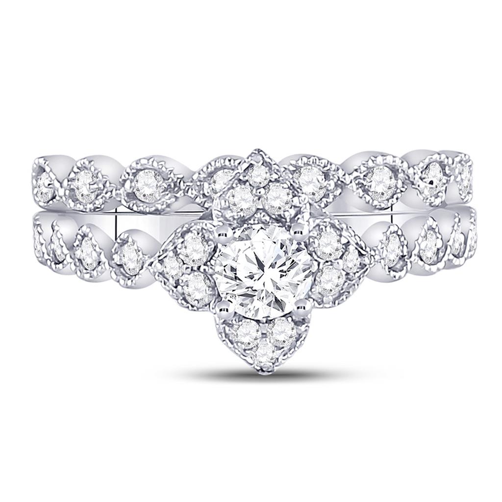 14k Two-tone Gold Round Diamond Bridal Wedding Ring Set 3/4 Cttw (Certified)