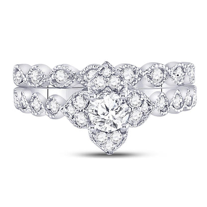 14k Two-tone Gold Round Diamond Bridal Wedding Ring Set 3/4 Cttw (Certified)