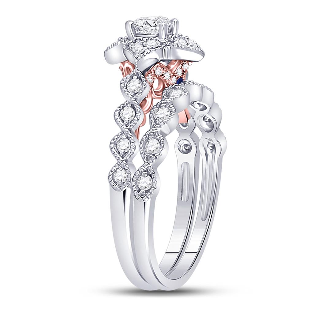 14k Two-tone Gold Round Diamond Bridal Wedding Ring Set 3/4 Cttw (Certified)