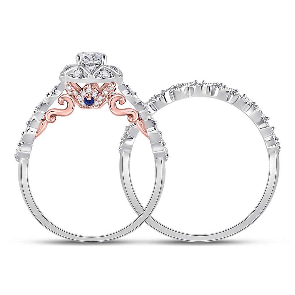 14k Two-tone Gold Round Diamond Bridal Wedding Ring Set 3/4 Cttw (Certified)