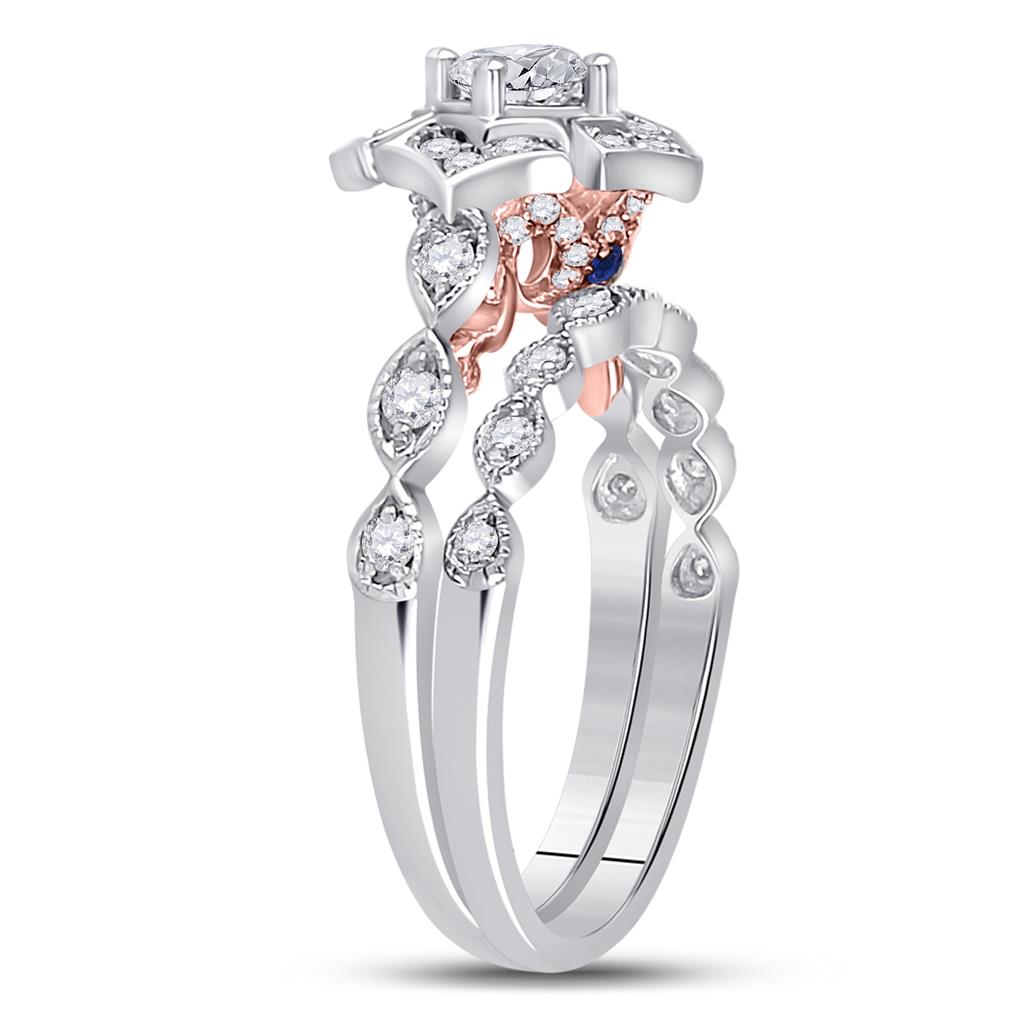 14k Two-tone Gold Round Diamond Bridal Wedding Ring Set 3/4 Cttw (Certified)