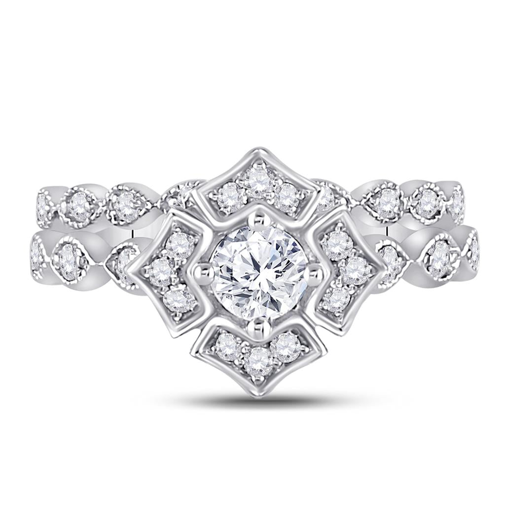 14k Two-tone Gold Round Diamond Bridal Wedding Ring Set 3/4 Cttw (Certified)