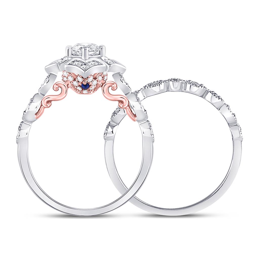 14k Two-tone Gold Round Diamond Bridal Wedding Ring Set 3/4 Cttw (Certified)
