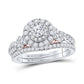 14k Two-tone Gold Round Diamond Bridal Wedding Ring Set 1 Cttw (Certified)