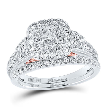 14k Two-tone Gold Round Diamond Bridal Wedding Ring Set 1 Cttw (Certified)