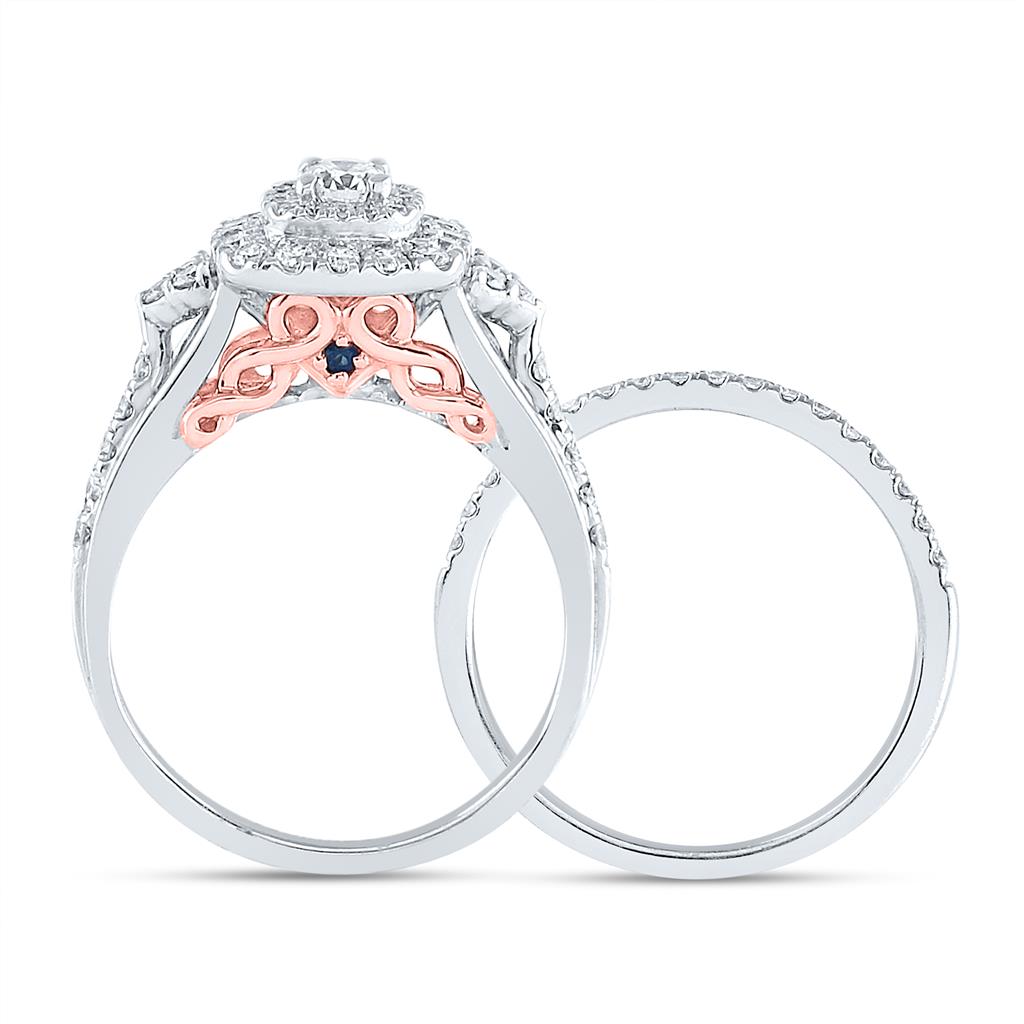 14k Two-tone Gold Round Diamond Bridal Wedding Ring Set 1 Cttw (Certified)