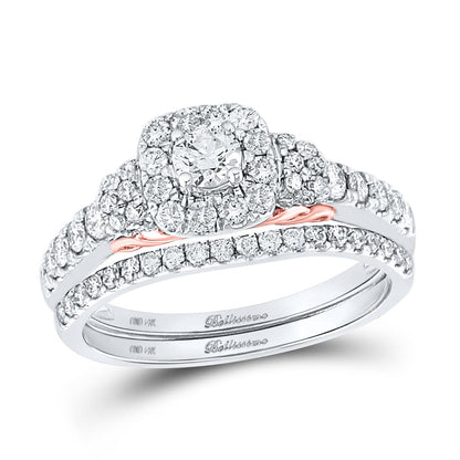 14k Two-tone Gold Round Diamond Bridal Wedding Ring Set 1 Cttw (Certified)