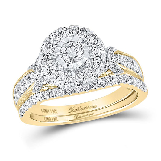 14k Yellow Gold Round Diamond Bridal Wedding Ring Set 1 Cttw (Certified)