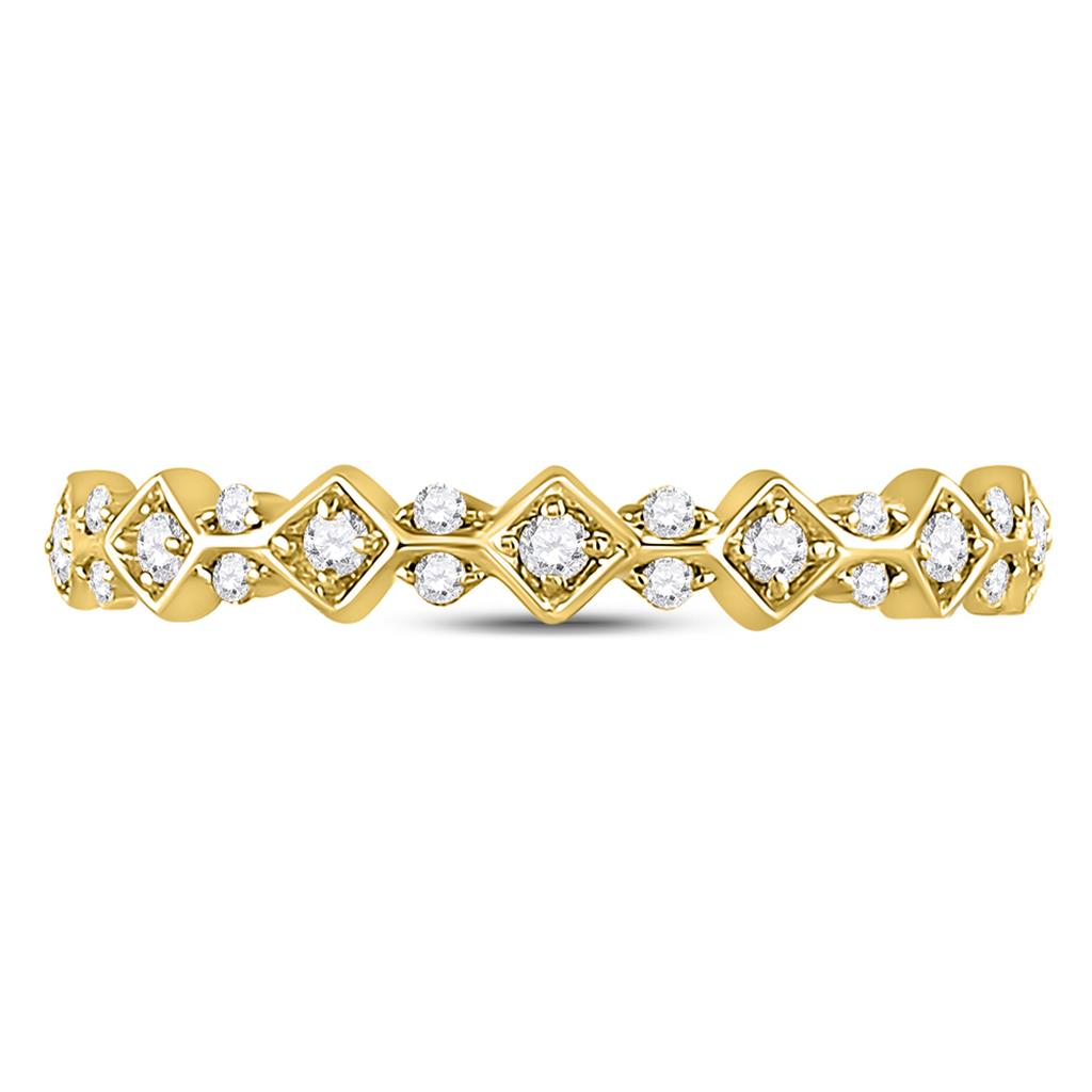 10k Yellow Gold Round Diamond Stackable Band Ring 1/6 Cttw