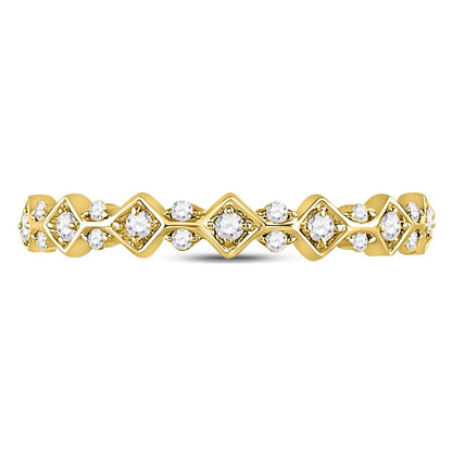 10k Yellow Gold Round Diamond Stackable Band Ring 1/6 Cttw
