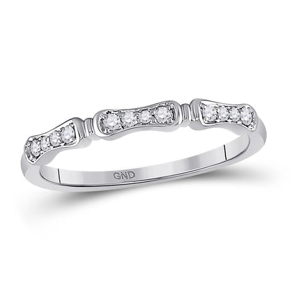 14kt White Gold Round Diamond Stackable Band Ring 1/10 Cttw