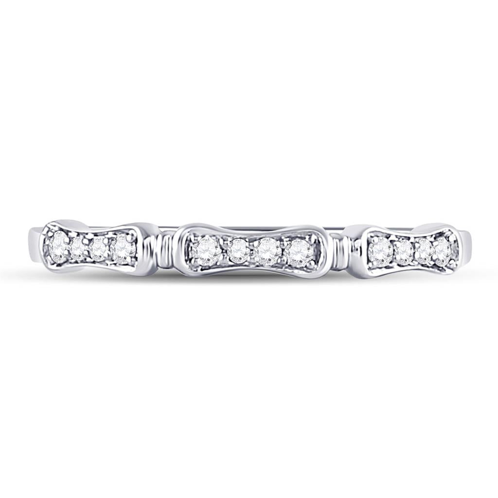 14kt White Gold Round Diamond Stackable Band Ring 1/10 Cttw