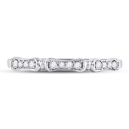 14kt White Gold Round Diamond Stackable Band Ring 1/10 Cttw