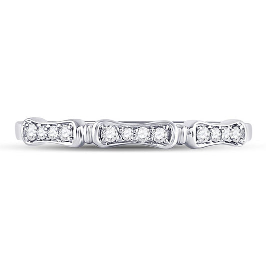14kt White Gold Round Diamond Stackable Band Ring 1/10 Cttw