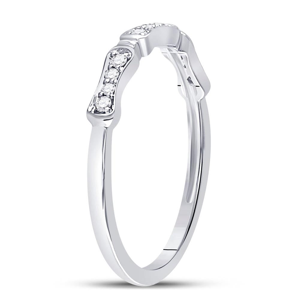 14kt White Gold Round Diamond Stackable Band Ring 1/10 Cttw