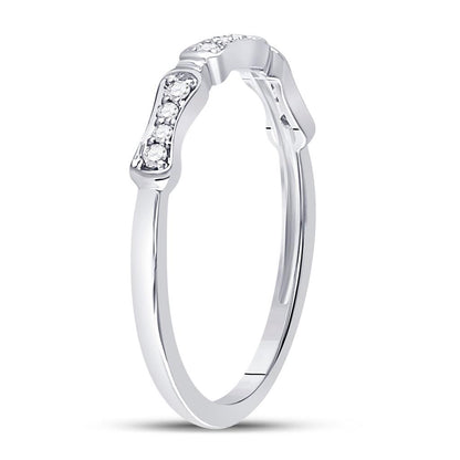 14kt White Gold Round Diamond Stackable Band Ring 1/10 Cttw