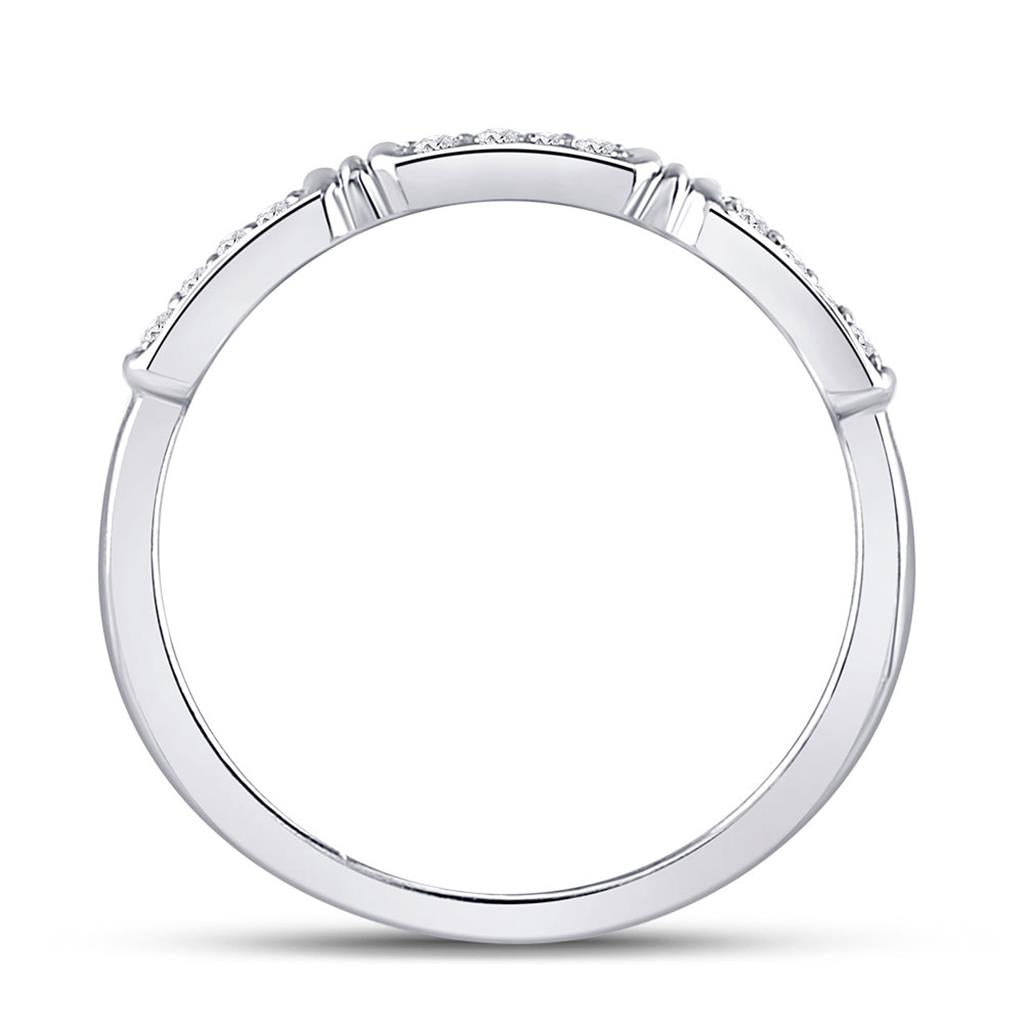 14kt White Gold Round Diamond Stackable Band Ring 1/10 Cttw