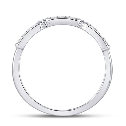 14kt White Gold Round Diamond Stackable Band Ring 1/10 Cttw