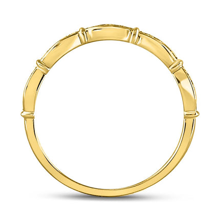 10k Yellow Gold Round Diamond Stackable Band Ring 1/8 Cttw