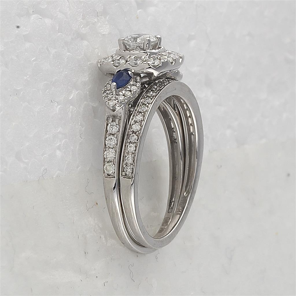 14k White Gold Round Diamond Bridal Wedding Ring Set 7/8 Cttw (Certified)