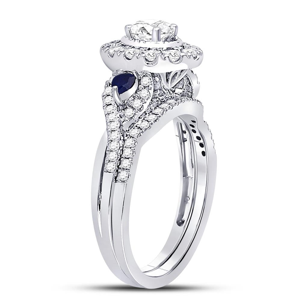 14k White Gold Oval Diamond Bridal Wedding Ring Set 7/8 Cttw (Certified)