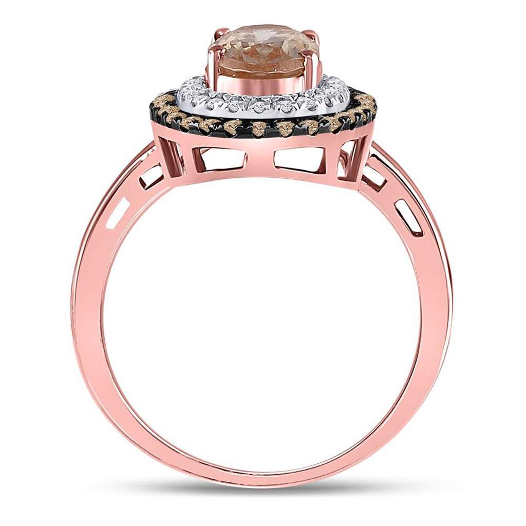10k Rose Gold Oval Morganite Solitaire Diamond Fashion Ring 1-1/2 Cttw