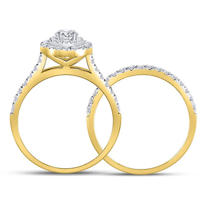 14k Yellow Gold Round Diamond Bridal Wedding Ring Set 1 Cttw (Certified)
