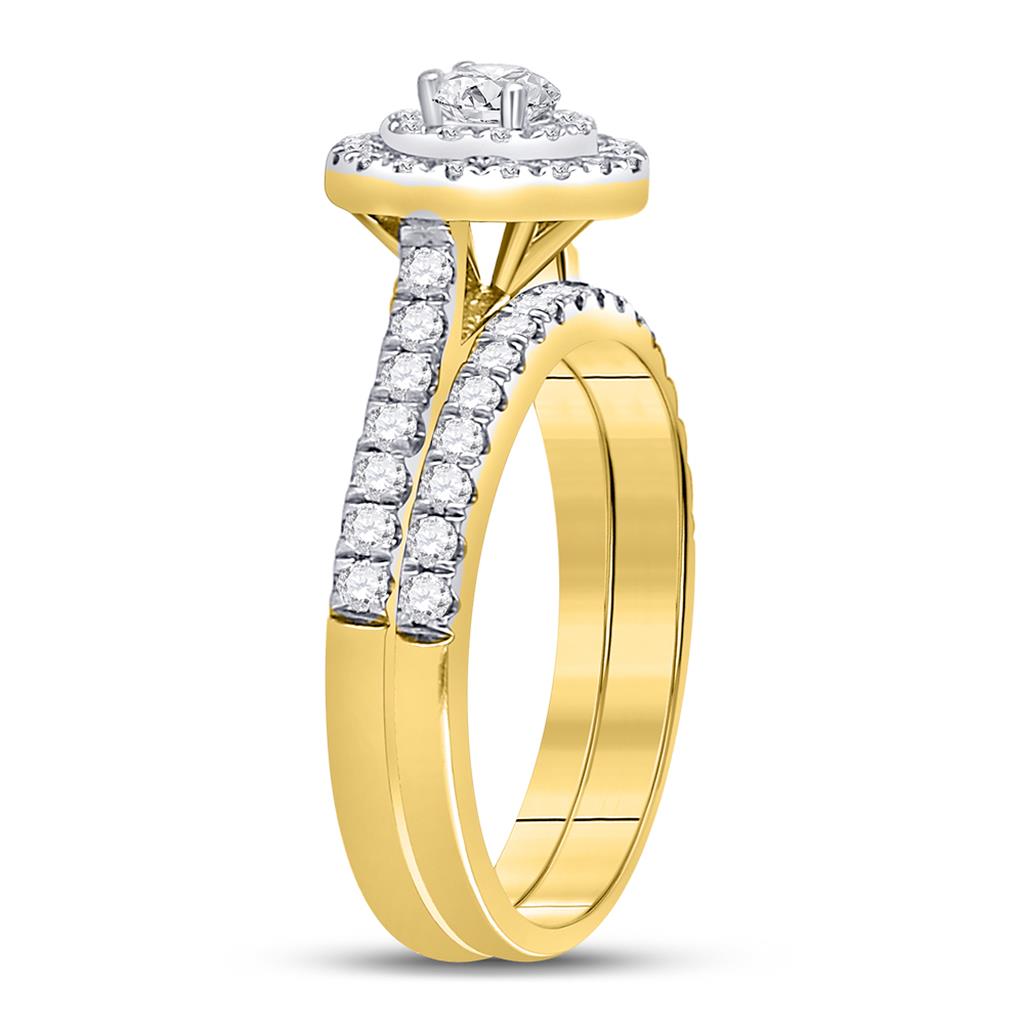 14k Yellow Gold Round Diamond Bridal Wedding Ring Set 1 Cttw (Certified)