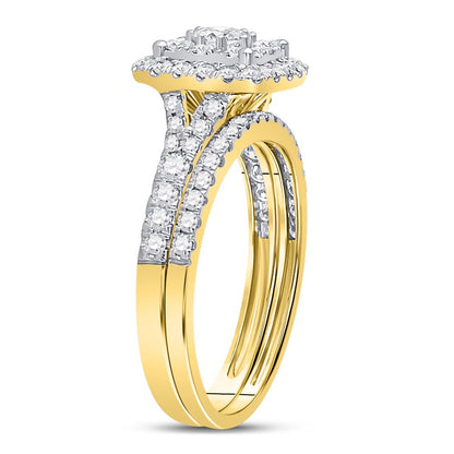 14k Yellow Gold Round Diamond Bridal Wedding Ring Set 1 Cttw