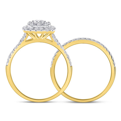 14k Yellow Gold Round Diamond Bridal Wedding Ring Set 1 Cttw