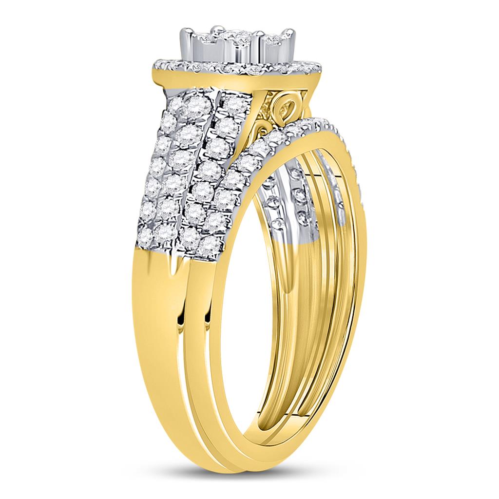 14k Yellow Gold Round Diamond Bridal Wedding Ring Set 1 Cttw