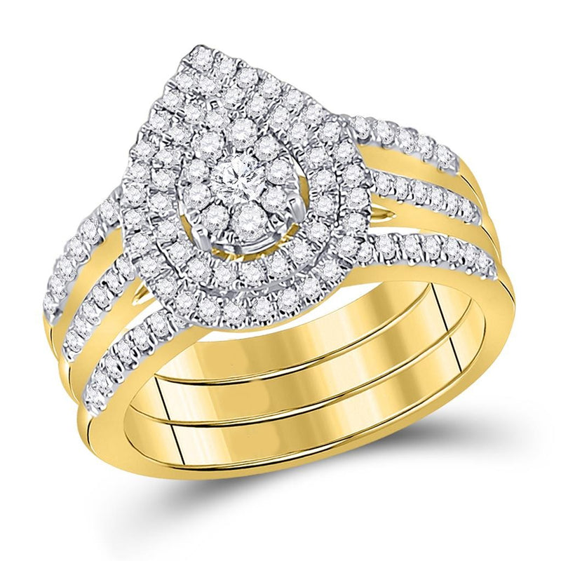 3/4 Ct. Round Diamond Bridal Engagement Ring Set 14K Yellow Gold
