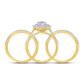 14k Yellow Gold Round Diamond Cluster Bridal Wedding Ring Set 3/4 Cttw