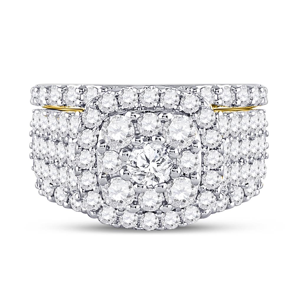 14k Yellow Gold Round Diamond Bridal Wedding Ring Set 3-3/4 Cttw