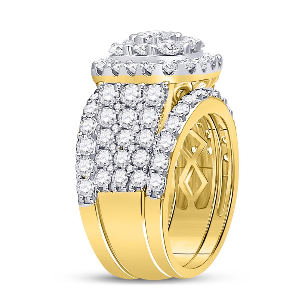 14k Yellow Gold Round Diamond Bridal Wedding Ring Set 3-3/4 Cttw